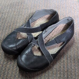 Keen Black Mary Jane Flats with Elastic Strap